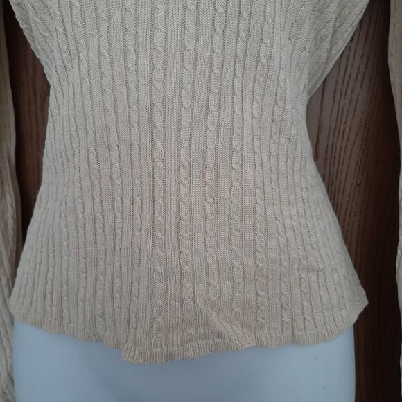 Vintage Ann Taylor Silk Yellow Cable Knit Sweater Small Classic Preppy - Picture 4 of 5